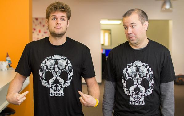 Who wore it better? Look closely and these shirts are not as #scary as they seem. Well, unless you're an ailurophobe.