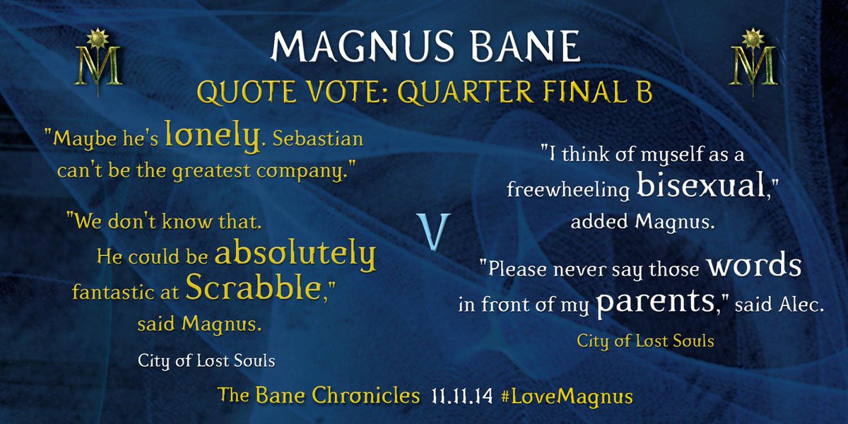 WalkerBooksUK's tweet photo. The second Quote Vote Quarter Final commences! RT to vote left, favourite to vote right. #LoveMagnus @cassieclare http://t.co/wryiYXZ9LA