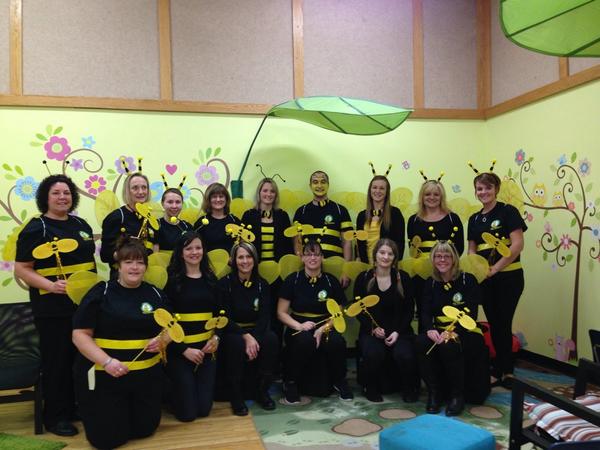 MorrisburgPS's tweet photo. Staff at MPS dress up as bees today!  We're proud to be Stingers!!!  @UCDSB http://t.co/LvMqzPrYkN