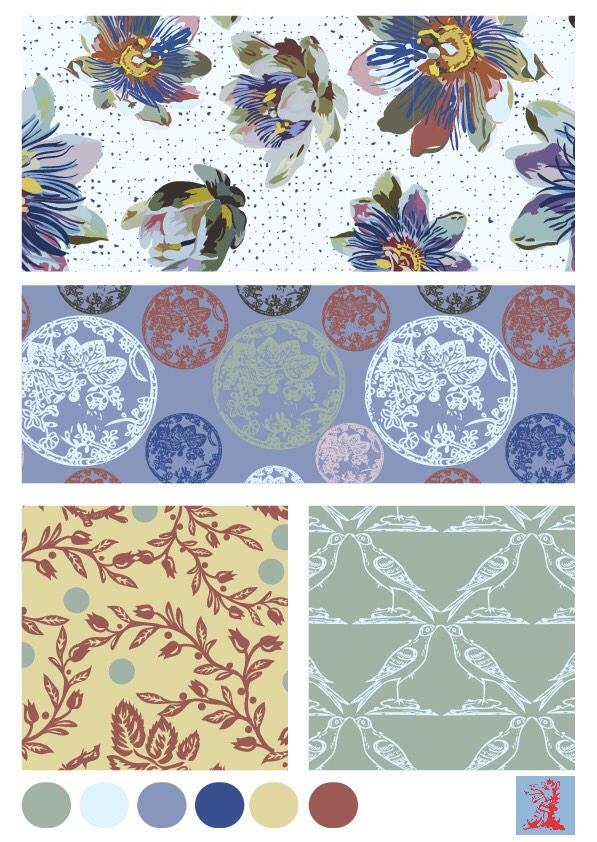 CHGaisford's tweet image. Enjoying my course @MakeitinDesign #textiledsigns #surfacedesign #patterndeign @enterprise_NCG my first collection
