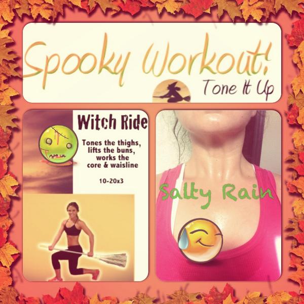 tiu_lorraineRu's tweet photo. Just finished the #SpookyWorkout @ToneItUp Loved the #WitchRide I'm sweating bad! Coming up 2miles #100byHalloween http://t.co/aShq98eP8I