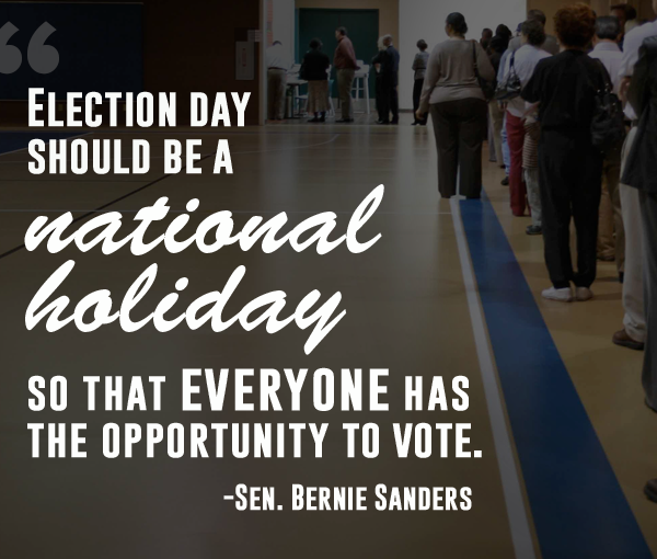 EMHSgoppel's tweet photo. "@SenSanders: Election Day should be a national holiday. http://t.co/rS7I5vd3Od" what do we think, guys? #APUSGP @Chalyn_E  @ryannielsen1