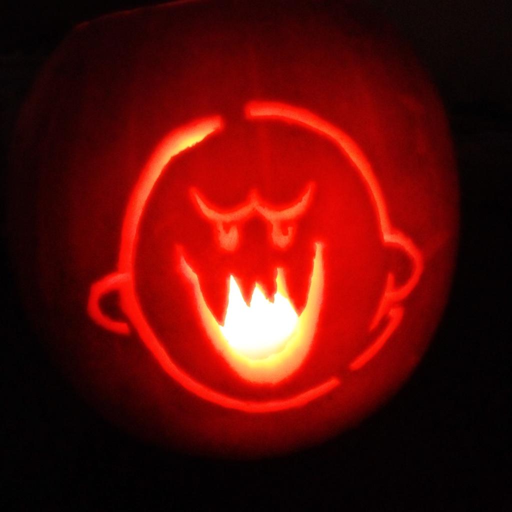 Mario Ghost Pumpkin Stencil
