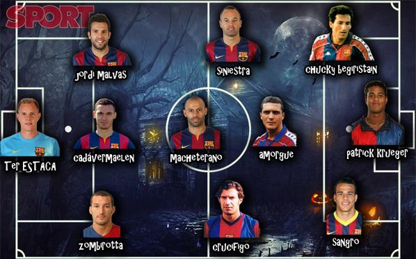 sport's tweet photo. Descubre el once histórico del Barça para Halloween http://t.co/AHzrEUpbYP http://t.co/WPU0WKmKGb