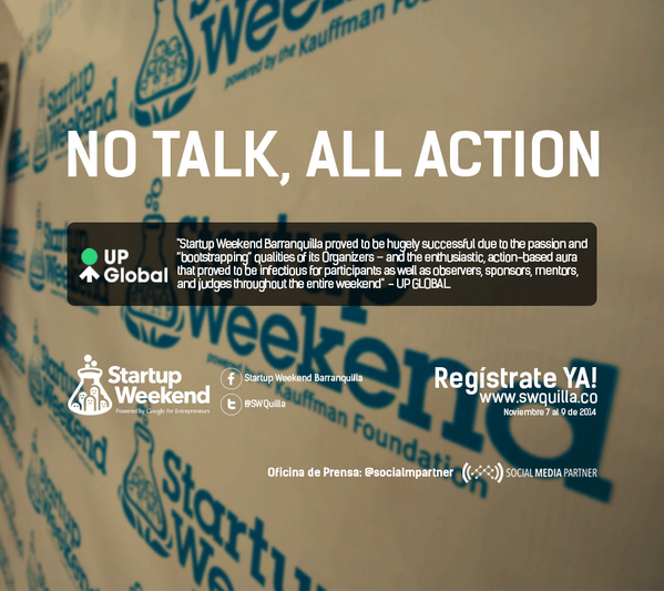 SWBaq's tweet photo. El próximo fin de semana es nuestra cita. Startup Weekend Barranquilla #SWQuilla2014. 7 al 9 de Noviembre. No faltes! http://t.co/7BIlhOZ3rL