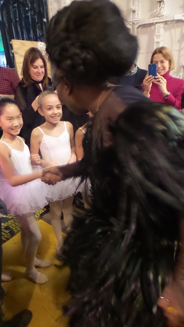 TheView's tweet photo. Ballerinas greet the Black Swan @WhoopiGoldberg #EnchantedView http://t.co/tHof8pKiQD