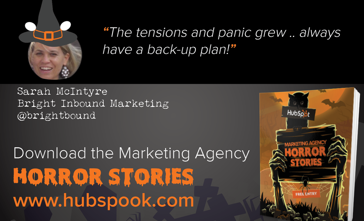 HubSpot's tweet photo. "The tensions and panic grew .. always have a back-up plan!" - @brightinbounds http://t.co/4SIayh8RFt #HubSpook http://t.co/BvgbB06FSs