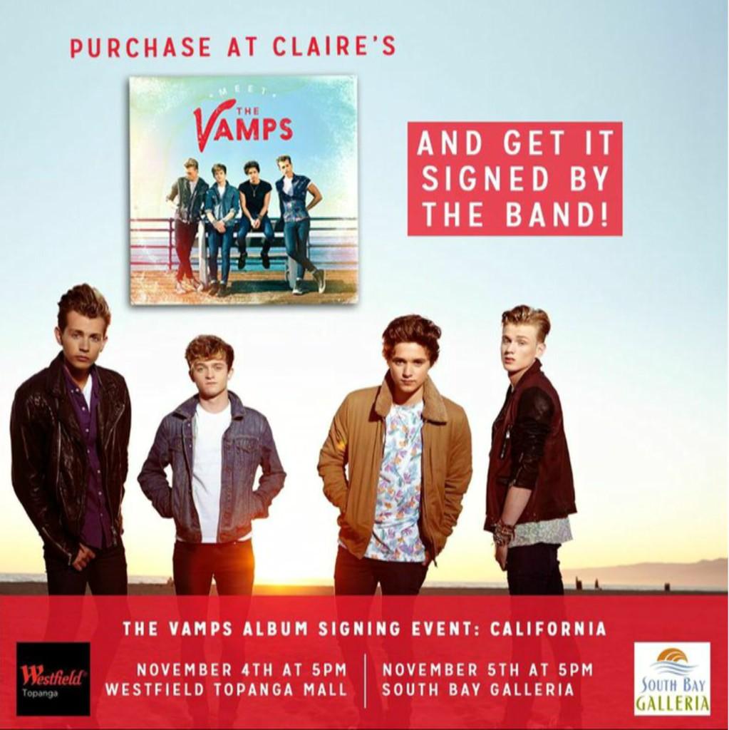 Hey SoCal!! Anyone want to meet us in person next week?? Two in-store events to launch Meet The Vamps in the USA!!