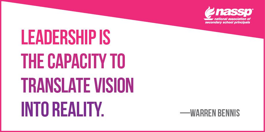terryzessin's tweet photo. "@NASSP: "#Leadership is the capacity to translate #vision into reality." -Warren Bennis http://t.co/XBAOxZ4Rvs" #edchat #nebed #prinmonth