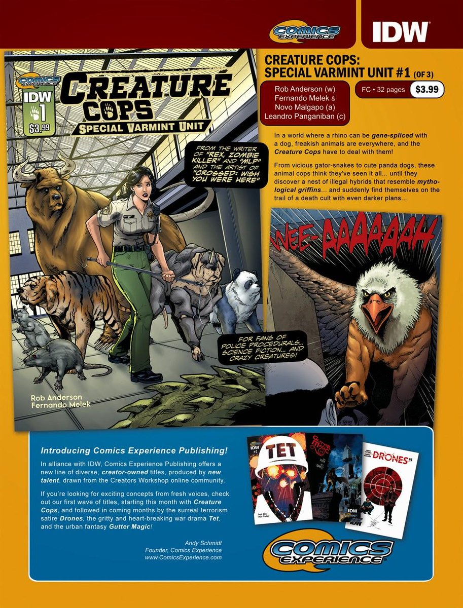 #Adelanto de #CreatureCops el nuevo e interesante #comic de @RobertEAnderson uncomicmas.blogspot.com/2014/10/primer… … … #IDW