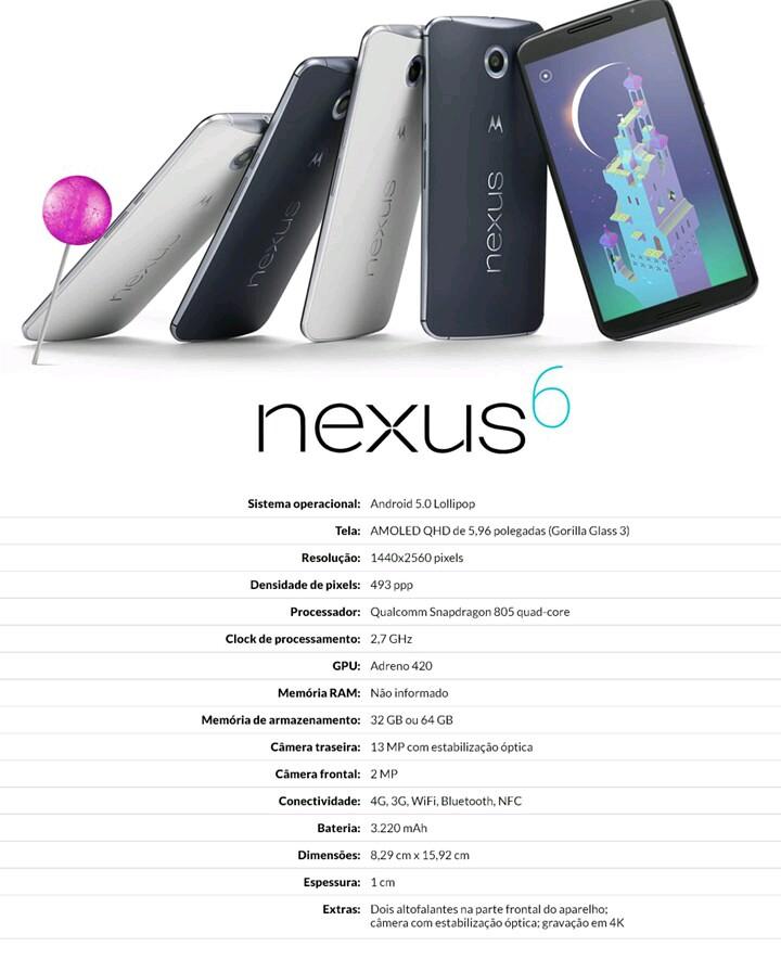 DevLiperds's tweet image. Especificações técnicas do nexus 6 #top # nexus6