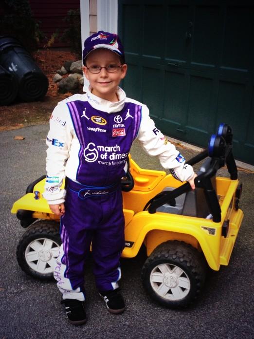 jteeters's tweet photo. @NASCAR - @MarchofDimes Aidan has an awesome costume! #MiniDenny  @dennyhamlin @FedEx Racing @11mommalou Please RT. http://t.co/HL7XTpmuX7