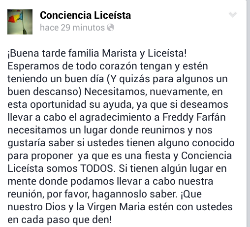 ConcienciaLG's tweet photo. Necesitamos su ayuda para poder realizar el homenaje a nuestro profesor Farfán den su opinión. Gracias http://t.co/kLpfFrJx4V