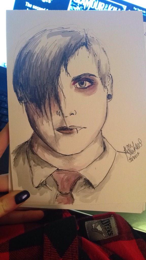 Wait I prefer this picture but anyway I painted Frank iero just now (happy bday loser) 
