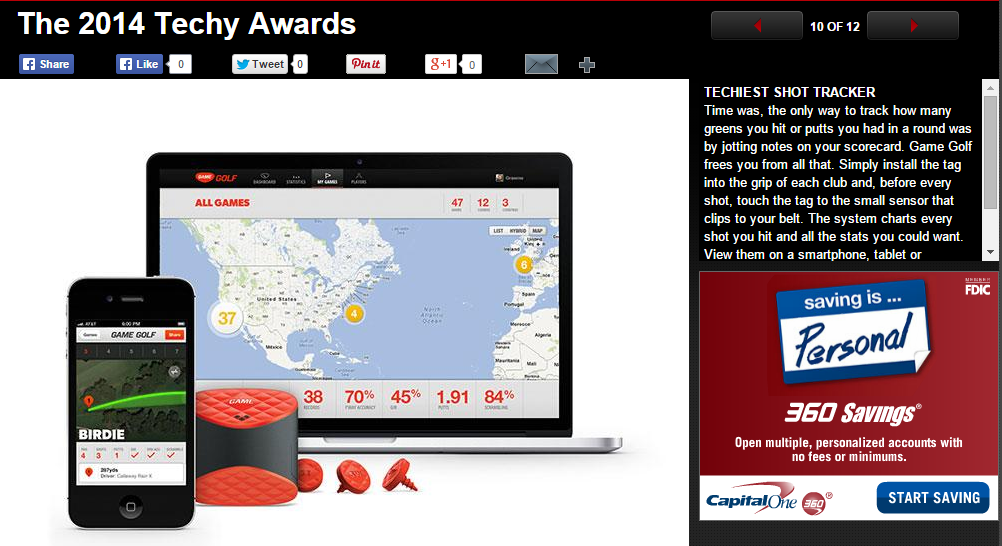 GAME GOLF WINS Shot Tracker of the Year at the @golf_com Tech Awards! Thank you ALL for your support this past year!