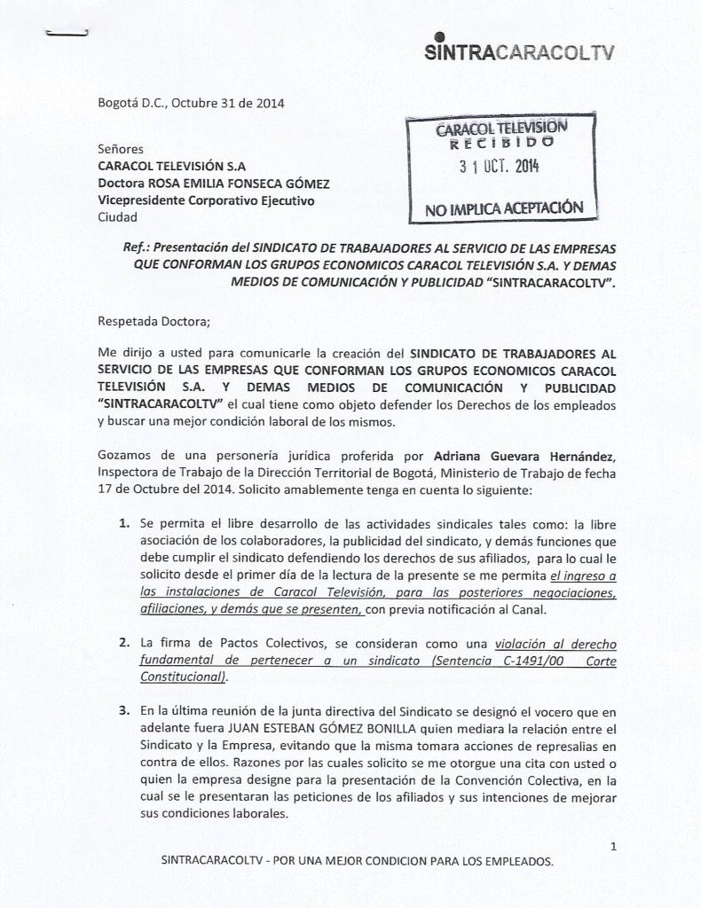 No somos SPAM, ¡SINTRACARACOLTV PRESENTE!