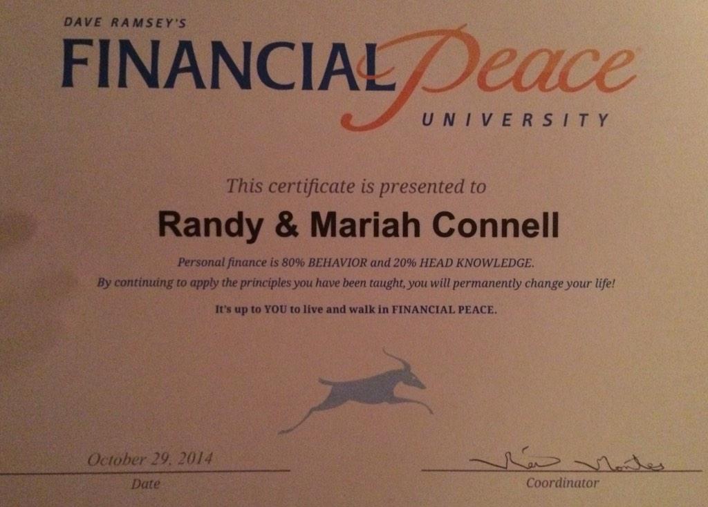 hiswildchild's tweet photo. Officially graduates from Dave Ramsey's financial peace university class! http://t.co/G70TnIDgdV