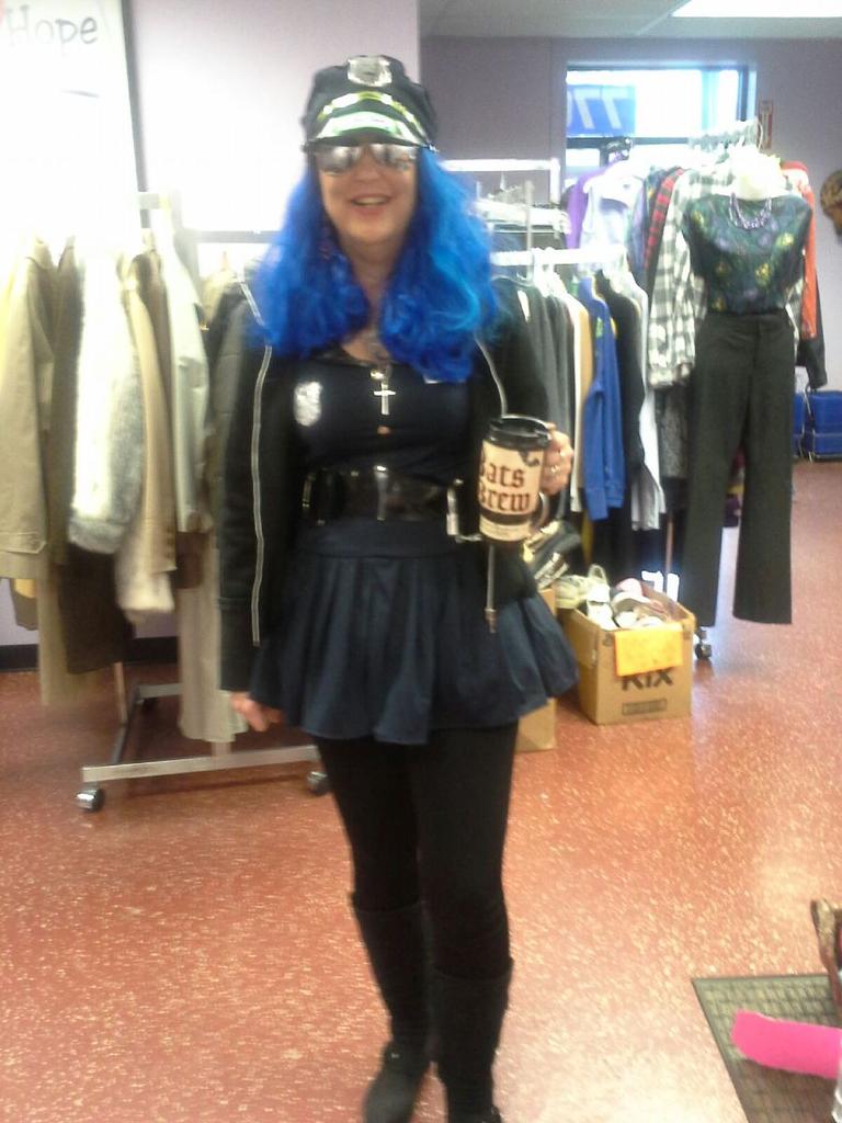 Our thrift store had a customer come in who was in the halloween spirit.  👻🎃