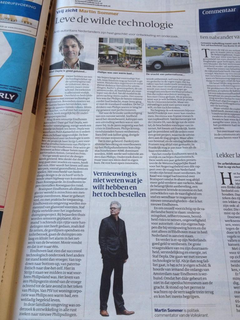 Opinie <a href="/volkskrant/">de Volkskrant</a> @wethouderDepla het Nieuwe #Eindhoven voor wie het nog niet weet. Wees welkom!