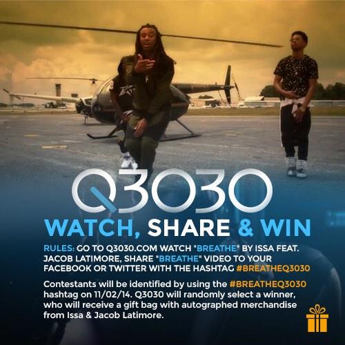 Q3030Networks's tweet photo. #WatchShareWin with @ISSAIAM and @jacoblatimore by watching their new "Breathe" video on http://t.co/LOlXivEnQs http://t.co/IOHu4Zl5ON