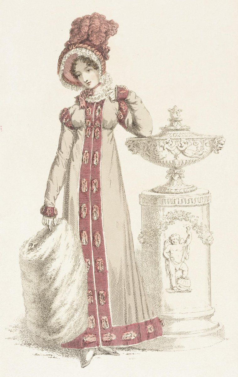 民族衣装bot 1819年 イギリス ルドルフ アッカーマンが創刊した流行を伝える定期刊行物に掲載された散歩用ドレスを着た女性の図版 T Co Sftepmdpvx