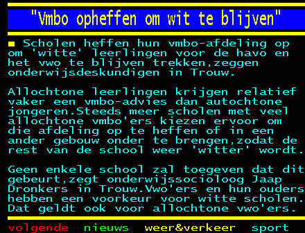 Janexter's tweet photo. Als dit waar is moeten we dit tegengaan of ze weer gaan samenvoegen. Teletekst: "Vmbo opheffen om wit te blijven" http://t.co/szoT0XKogk”