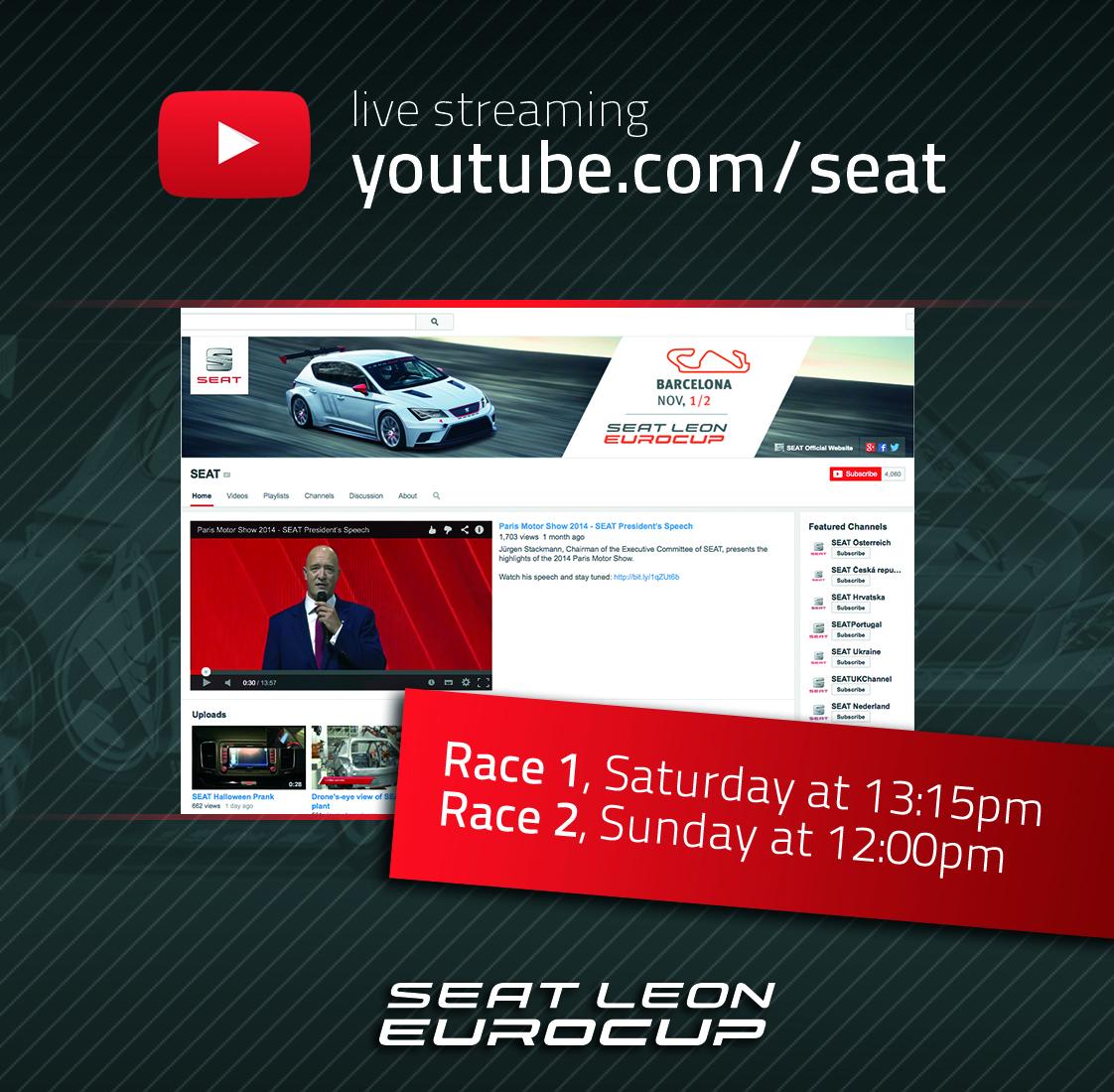 Live streaming of #SEATeurocup, Race 1 on #seatsport YouTube channel!
youtube.com/user/seat/feat…