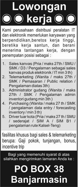 banjarmasinpost's tweet photo. Update #LokerBPost (4) 1 s/d 7 Nov 2014 @bpost_radio @MetroBanjar @Serambi_Ummah @XploreBJM @tribun_kalteng http://t.co/VMisQ7aZKi