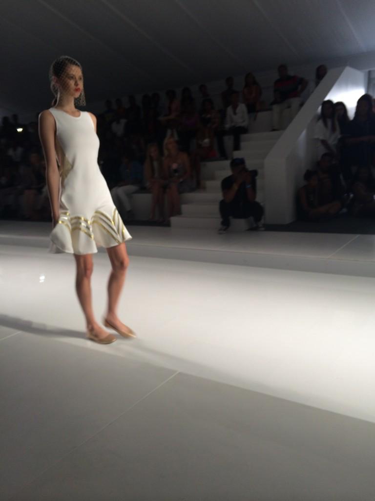 marieclaire_sa's tweet photo. Pretty is key for Jessica Ross with her cream colour palette, intricate beading detail &amp;metallic accents #MBFWA2014 http://t.co/c8WQq3JBtV