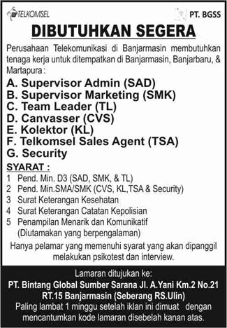 banjarmasinpost's tweet photo. Update #LokerBPost (3) 1 s/d 7 Nov 2014 @bpost_radio @MetroBanjar @Serambi_Ummah @XploreBJM @tribun_kalteng http://t.co/cfEwh6jEPf