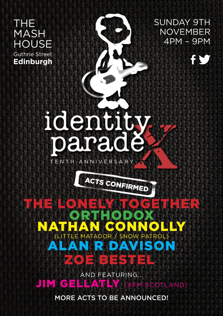 Just over a week until Identity Parade Tenth Anniversary gig. Have you got your tickets yet??? brownpapertickets.com/event/880901