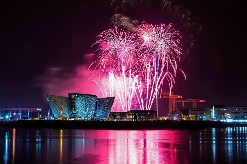 Belfast's top Venue Titanic lights up the sky