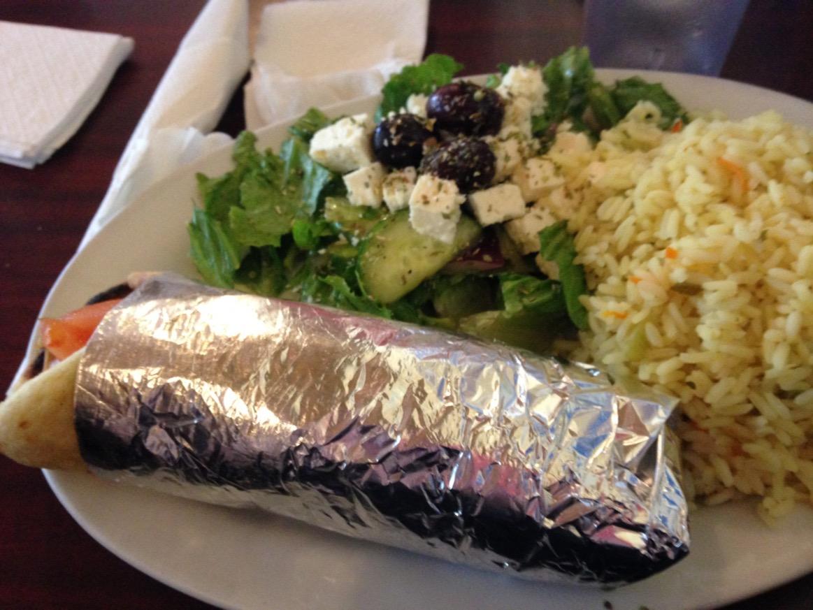 PalladiumFamily's tweet image. Doesn't this look amazing? Chicken souvlaki pita, Greek salad and rice is waiting for you! #comeinnow