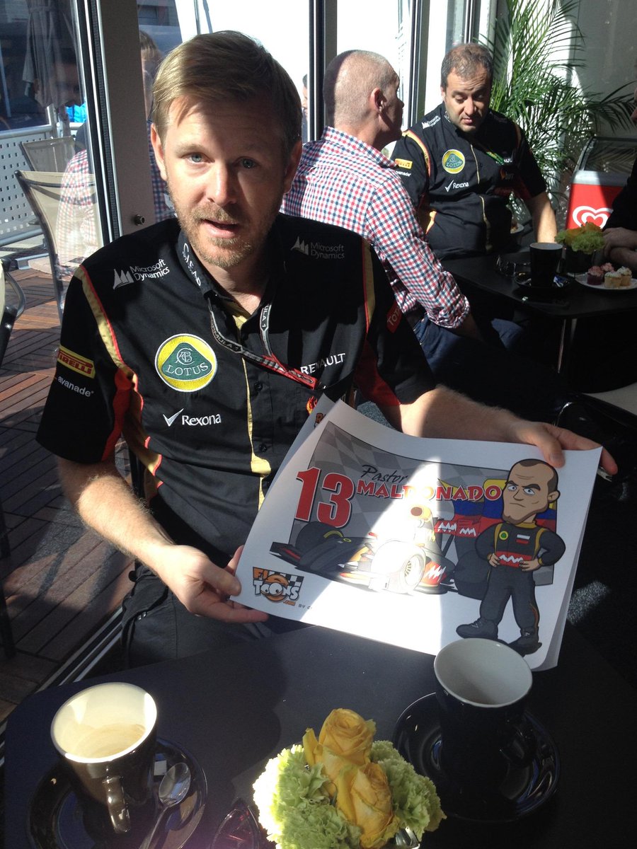 TheF1Poet's tweet photo. Thanks to @andystobart of @Lotus_F1Team for delivering these @R4THBONE #F1Toons to @Pastormaldo and @RGrosjean #LWYBF http://t.co/5euUklsFZF
