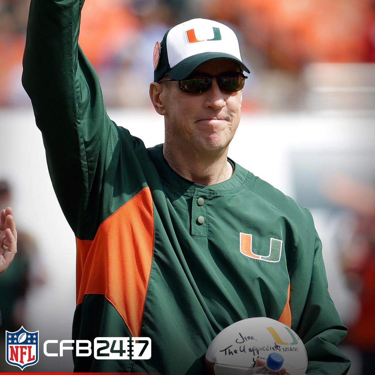 NFLDraft's tweet photo. .@ProFootballHOF'er Jim Kelly was named honorary captain for @CanesFootball today. #KellyTough http://t.co/uS3FNtsiFB