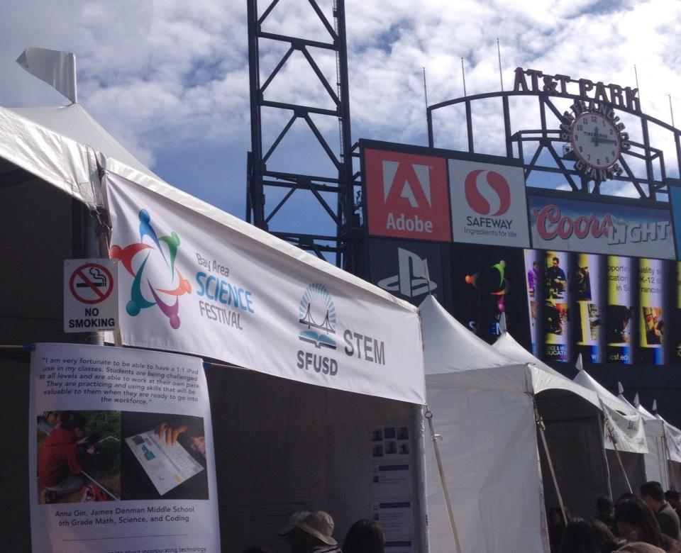 SFUSDMath's tweet photo. SFUSD STEM on the field at AT&amp;T Park at the Bay Area Science Festival: Go giants and go math, science and edtech! http://t.co/rY8mqFt4cT