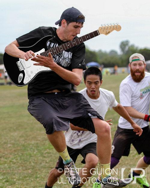 IdentityCrisiss's tweet image. One of the band's founding members Jarrod Hockett on lead guitar with a couple fans jamming out. @ImSoUltimate