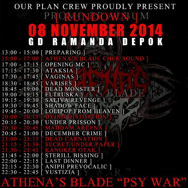 Rundown fix 08 Nov at Gd Ramanda Depok Promo Ep Album @ATB_METAL #PSYWAR cc <a href="/varises_slamm/">VARISES</a> <a href="/deadmonsterband/">DEAD MONSTER</a> <a href="/LFHmetal/">Lollipop From Heaven</a>