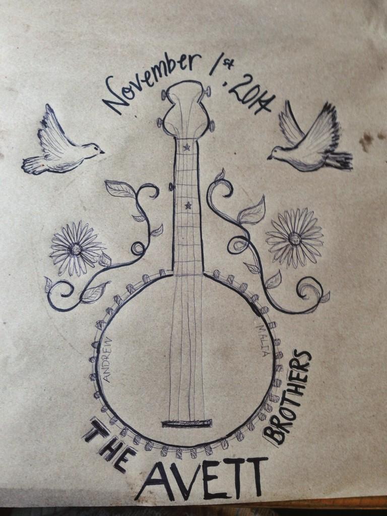 Made an <a href="/theavettbros/">The Avett Brothers</a> poster at Early Girl Eatery. Look out for me front row! <a href="/ScottAvett/">Scott Avett</a> @joekwon80 @BobCrawfordBass