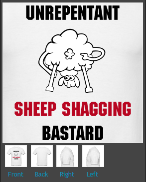 SPFHell's tweet image. New 'Unrepentant Sheep Shagging Bastard' t-shirt out now.

spfhell.spreadshirt.co.uk/unrepentant-sh…

£17.99

#Aberdeen #AberdeenFC #AFC