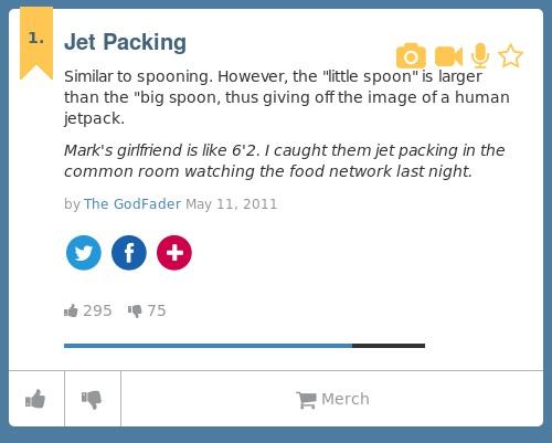 Urban Dictionary on X: @hfsarcher Jet Packing: Similar to spooning.  However, the little spoon    / X