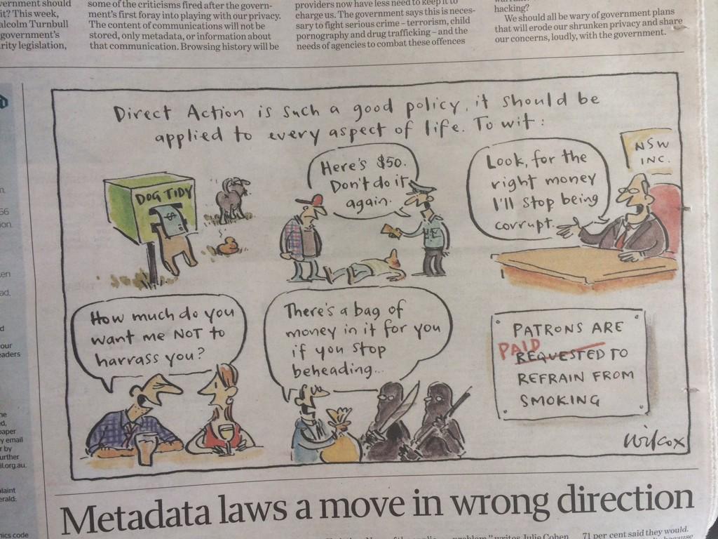 ErinAHWatt's tweet image. Exactly what I think of Abbott's #DirectAction - #policyfail #iwantclimateactionnow #auspol #ClimateMarch via @smh