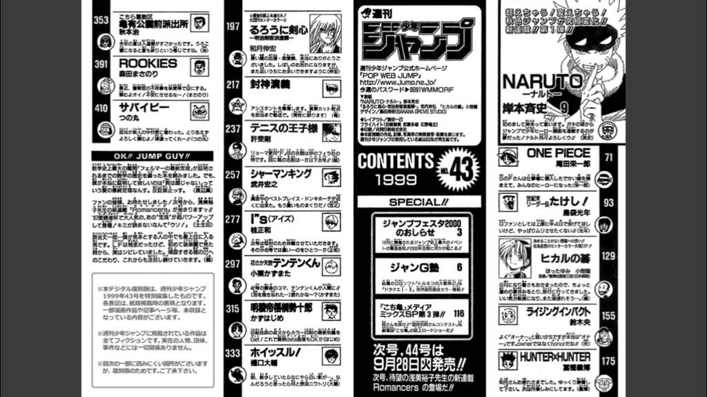 少年ジャンプ編集部 على تويتر ナルト完結記念 少年ジャンプ アプリにて 15年前のナルト新連載の少年ジャンプを 期間限定で 復刻配信しました るろうに剣心が最終回の号 15年の歴史を感じるラインナップです 無料です 是非 Http T Co mxfidg7a