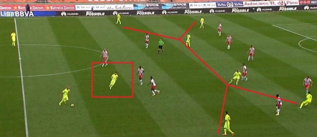 Lvallejocolom's tweet photo. Zona de recepción de Leo Messi vs Almería. Y después, se le piden 40 goles/año: http://t.co/a26CAQkKI8