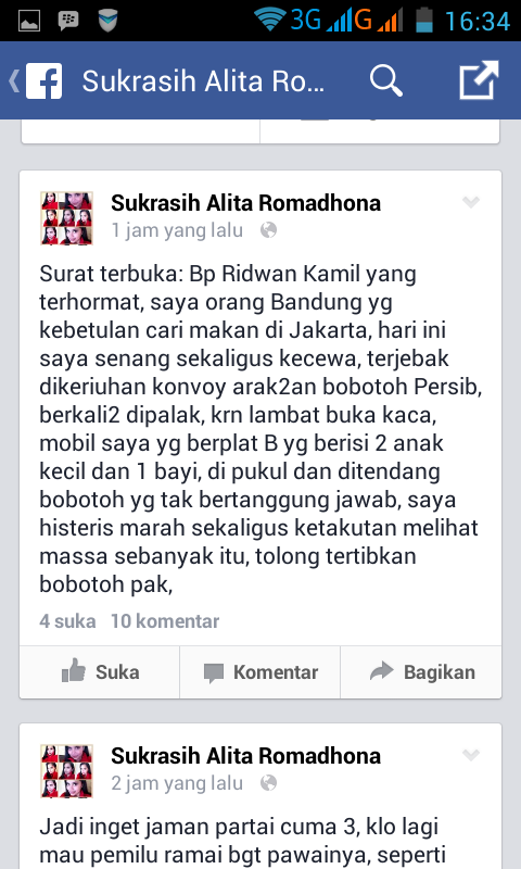 srdananjaya's tweet photo. kang @ridwankamil kakak saya dan anak2 nya di serang bobotoh.. mohon tindakannya #PersibJuara http://t.co/lk3EwIIyCr