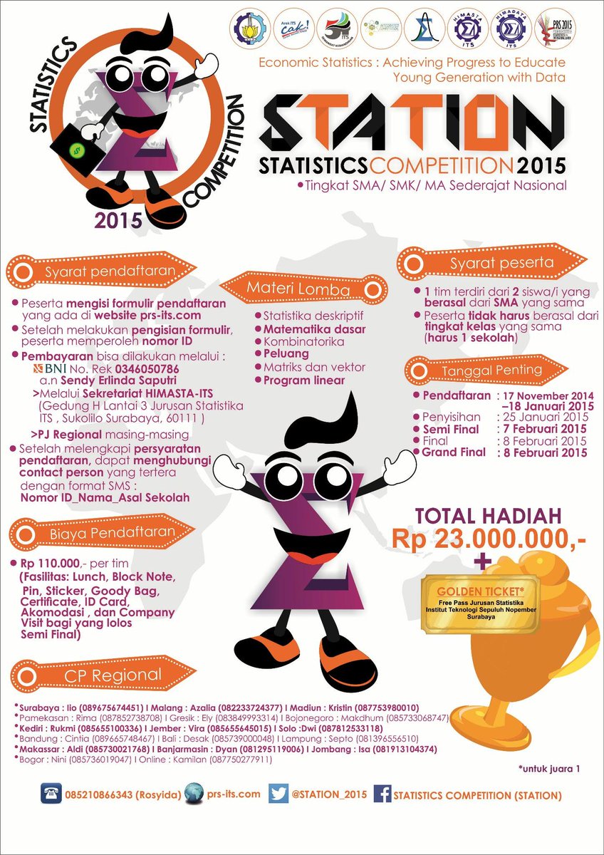 bjmUpdate's tweet photo. STATION 2015 Olimpiade Statistika khusus siswa SMA terbesar di Indonesia! Info di http://t.co/U2IHSq9XxJ #STATION2015 http://t.co/7oZynmgNTB