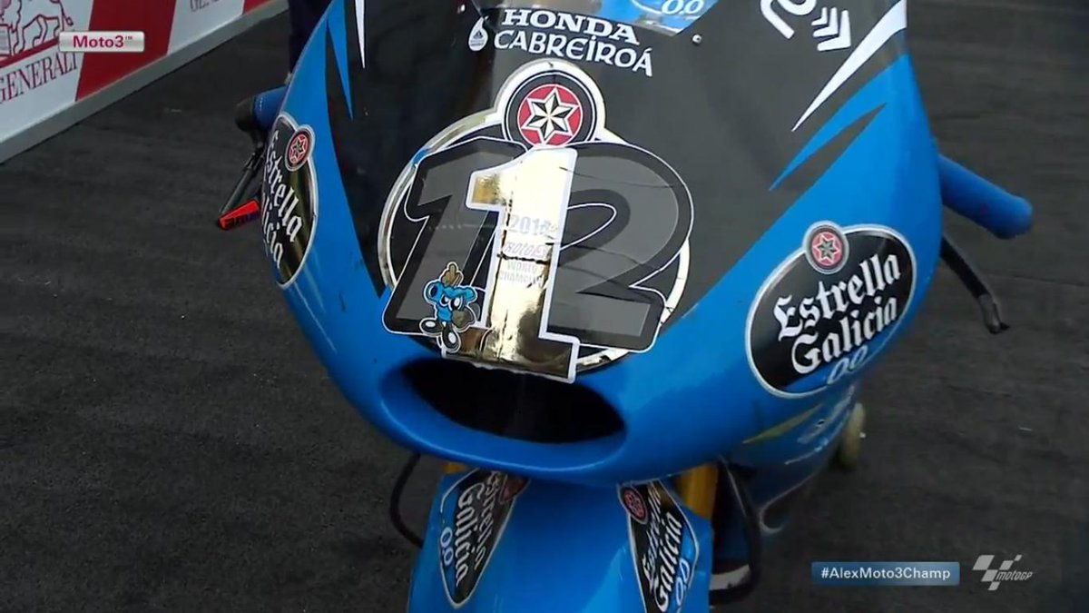 MotoGP's tweet photo. #AlexMoto3Champ celebrates his #Moto3 title win! http://t.co/RDMMk0kBYH