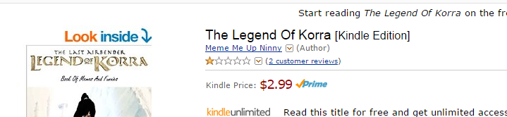 DatingSims's tweet photo. Apparently you can pay $3 for a book of Korra memes on Amazon. 

What a time to be alive. http://t.co/qYSsUqfH7P