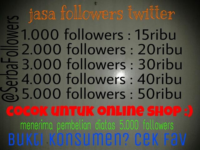 SerbaFollowers's tweet photo. bukti konsumen silakan cek fav ya

bisa via pulsa

list harga cek foto, minat? invite 7E9FF3B9 :) http://t.co/MePTPHo80x