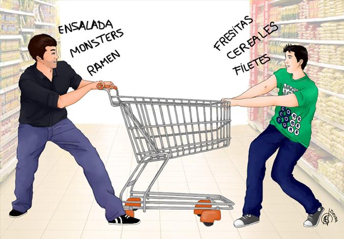 Devraneska's tweet photo. @vegetta777 @WillyrexYT Así os imagino de compras haha http://t.co/ONWPVR6udb
